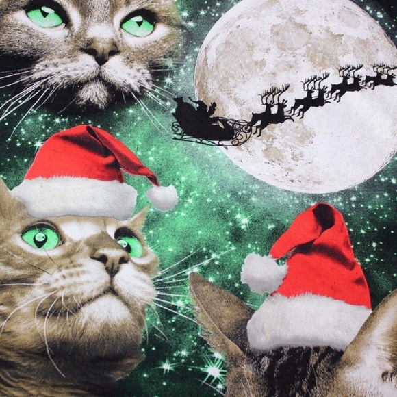Christmas t-shirt Cat  Reindeer Cats with Hats - Picture 2 of 5
